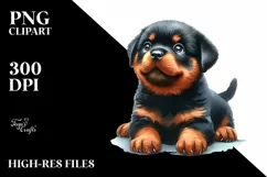 Dancing Puppy Rottweiler Watercolor PNG Product Image 3