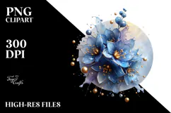 Abstract Delphinium with Golden Insertions PNG Product Image 2