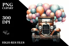 Vintage Rusty Car Watercolor PNG Product Image 1