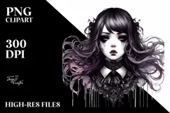 Detailed Gothic Girl PNG Product Image 1