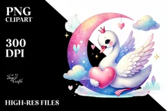 Digital Painting of Cute Boho Swan, PNG Product Image 2