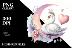 Digital Painting of Cute Boho Swan, PNG Product Image 2