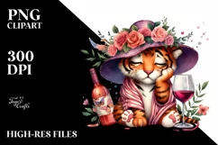 Funny Cute Tiger Watercolor Clipart Product Image 3