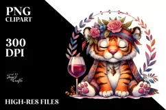 Funny Cute Tiger | of Wine Clipart Product Image 1