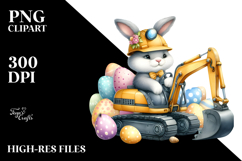 Funny Bunny with Excavator, PNG Product Image 2