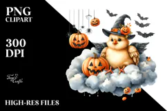 Halloween Chicken Sitting on Cloud, High-Res PNG Product Image 2