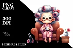 Old Lady Watercolor Character Sofa Mug | Clipart Product Image 1