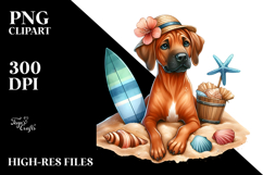 Cute Rhodesian Ridgeback in Sand | Sublimation Clipart Product Image 2