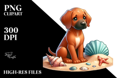 Cute Rhodesian Ridgeback in Sand | Sublimation Clipart Product Image 2