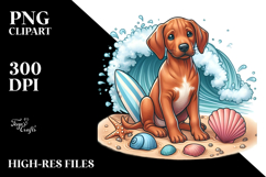 Cute Rhodesian Ridgeback in Sand | Sublimation Clipart Product Image 2