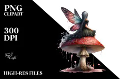 Gothic Fairy on Mushroom PNG Product Image 2