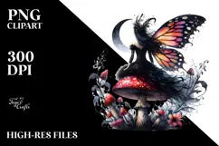Gothic Fairy on Mushroom PNG Product Image 2