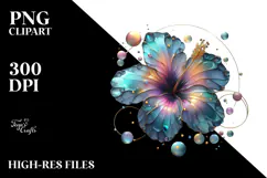 Abstract Hibiscus with Golden Insertions PNG Product Image 2
