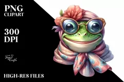 Detailed Frog in Silk Scarf | Sublimation Clipart Product Image 1