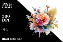 splash,Abstract Vibrant Bouquet with Gold Foil Carnation | Product Image 1