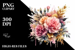 splash,Abstract Vibrant Bouquet with Gold Foil Carnation | Product Image 1
