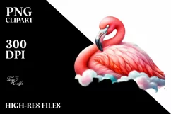 Sleeping Flamingo Watercolor PNG Product Image 3