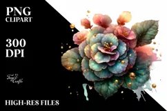 Shiny Begonia Watercolor Clipart Product Image 1