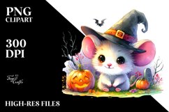 Cute Baby Mouse Halloween Scenery | Sublimation | Clipart Product Image 1