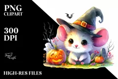 Cute Baby Mouse Halloween Scenery | Sublimation | Clipart Product Image 1