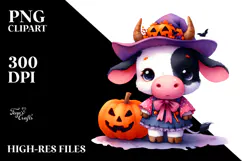 Cute Cow Dressed for Halloween PNG Product Image 2