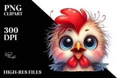 Baby Rooster Portrait with Big Eyes | Sublimation | Clipart Product Image 1