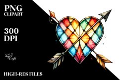 Watercolor Stained Heart Arrow PNG Product Image 2