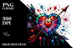 Watercolor Stained Heart Arrow PNG Product Image 2