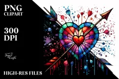 Watercolor Stained Heart Arrow PNG Product Image 2
