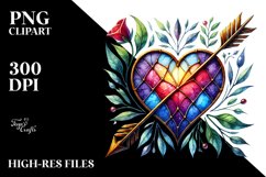 Watercolor Stained Heart Arrow PNG Product Image 2