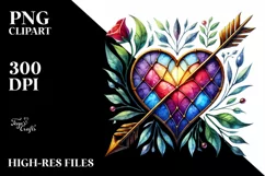Watercolor Stained Heart Arrow PNG Product Image 2
