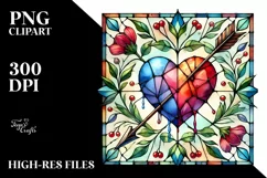 Watercolor Stained Heart Arrow PNG Product Image 2