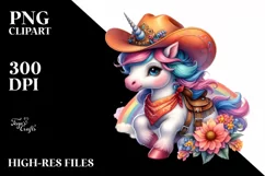 Cowboy Baby Unicorn PNG Product Image 3