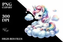 Cute Baby Unicorn Lofty Cloud | Sublimation | Clipart Product Image 3