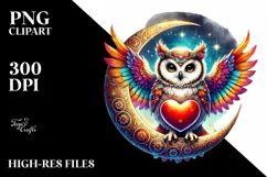 Digital Painting of Adorned Owl, PNG Product Image 2