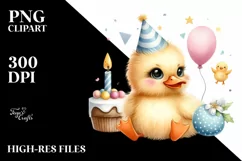 Cute Baby Duck with Party Hat PNG Product Image 1