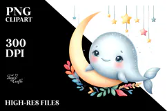 Colorful Baby Beluga Whale PNG Product Image 2