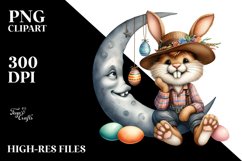 Goofy Bunny on Half Moon PNG Product Image 2