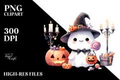 Cute Trick or Treat Watercolor PNG Product Image 3