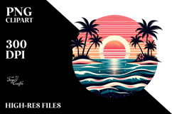 Retro Tropical Beach Sunset PNG Product Image 2