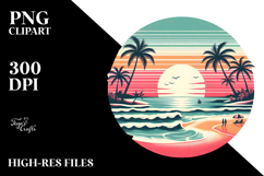 Retro Tropical Beach Sunset PNG Product Image 2