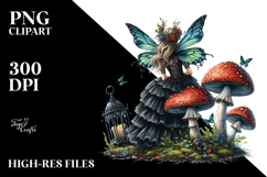 Gothic Fairy on Mushroom, High-Res PNG Product Image 2