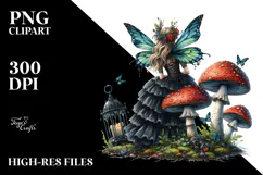 Gothic Fairy on Mushroom, High-Res PNG Product Image 2