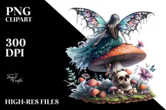 Gothic Fairy on Mushroom, High-Res PNG Product Image 2