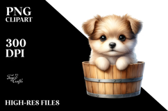 Cute Baby Dog in Bucket PNG Product Image 2