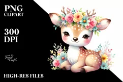 Colorful Cartoon-Style Deer | Sublimation Clipart Product Image 1