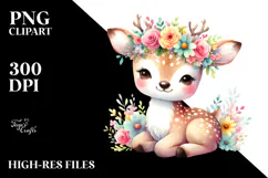Colorful Cartoon-Style Deer | Sublimation Clipart Product Image 2