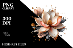 Abstract Glossy Magnolia on Round Wood PNG Product Image 2