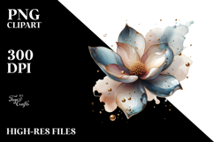 Abstract Glossy Magnolia on Round Wood PNG Product Image 2