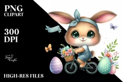Easter Bunny Bike Egg Flower, Clipart |T-shirt, Mug PNG Product Image 7